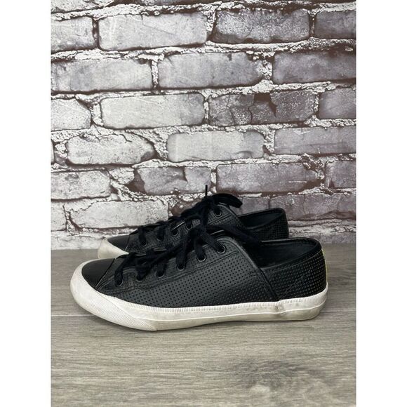 Kate Spade Saturday PF-Flyers Black Leather Low Top Sneakers Women Sz 8M US/39EU - Picture 1 of 16